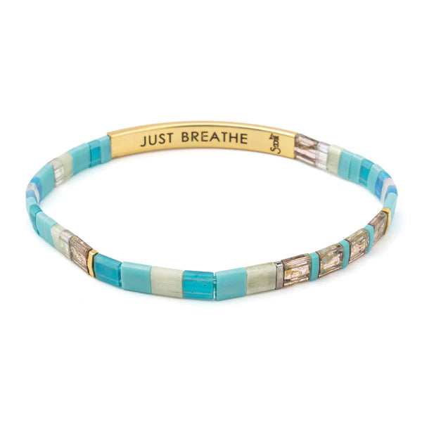 Good Karma Miyuki Bracelet Just Breathe - Tonal Turquoise/Gold