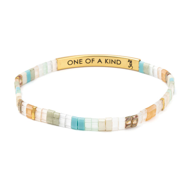 Good Karma Miyuki Bracelet One Of A Kind - Mint/Peach/Gold