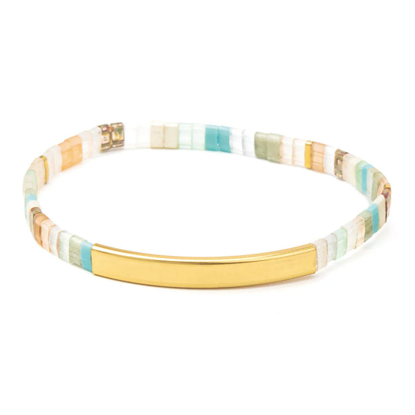 Good Karma Miyuki Bracelet One Of A Kind - Mint/Peach/Gold