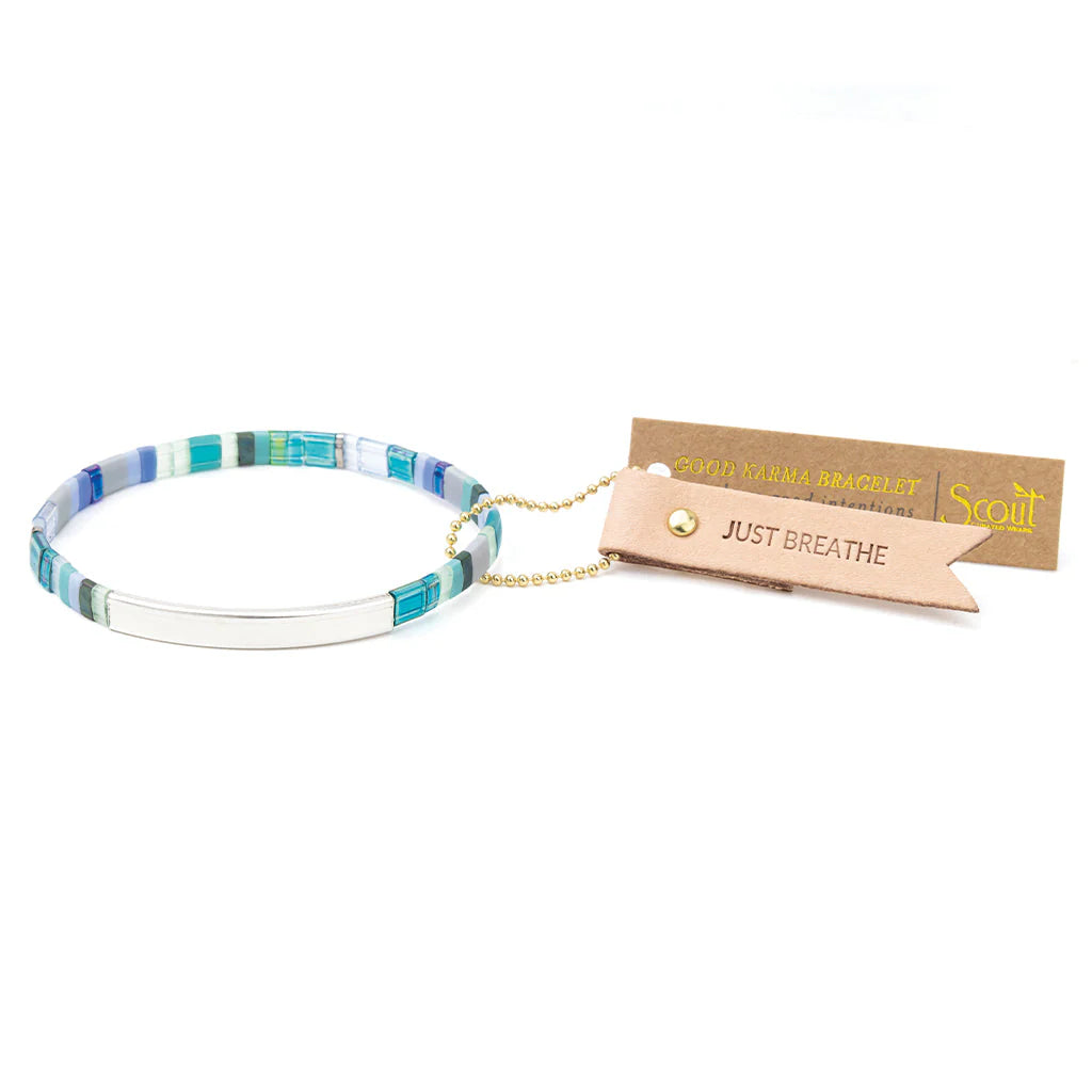 Good Karma Miyuki Bracelet Just Breathe - Turquoise/Green/Silver