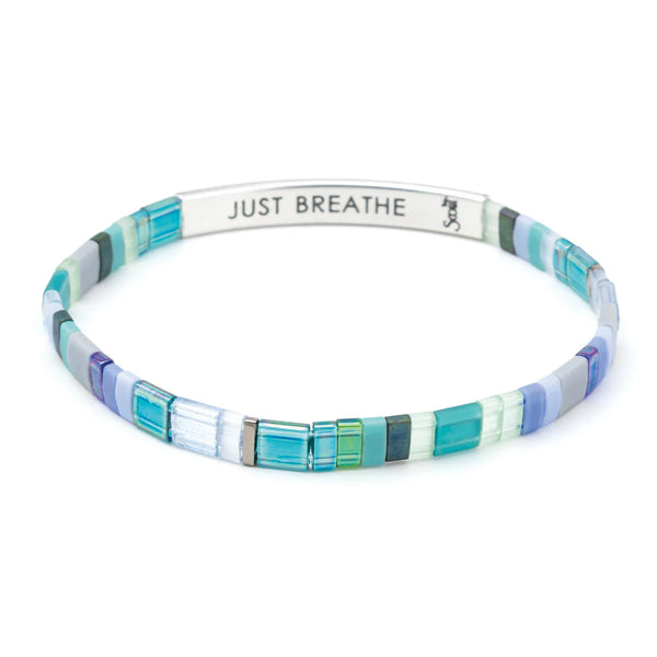 Good Karma Miyuki Bracelet Just Breathe - Turquoise/Green/Silver