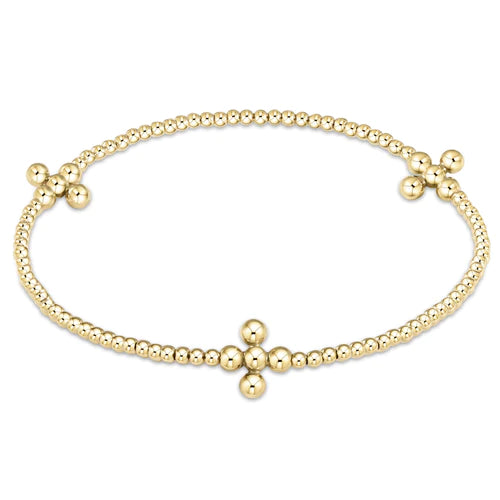 Signature Cross Gold Pattern 2mm Bead Bracelet