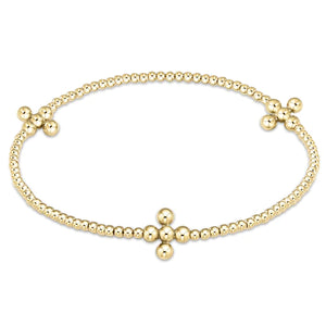 Signature Cross Gold Pattern 2mm Bead Bracelet