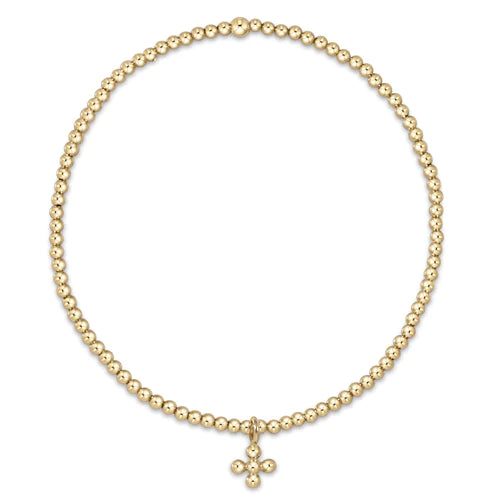 Classic Gold 2mm Bead Bracelet with Charm