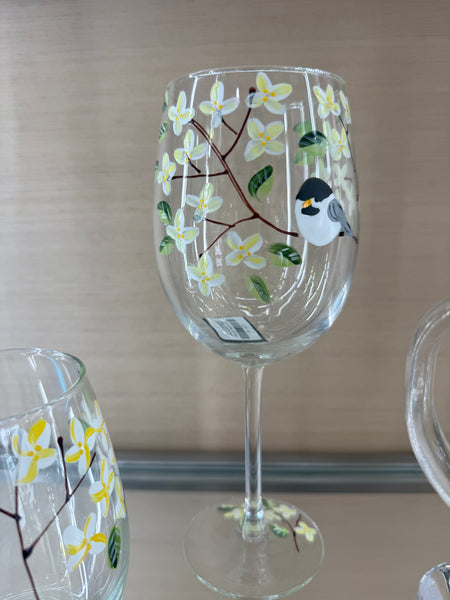 Chickadee Wine Glass Stemmed