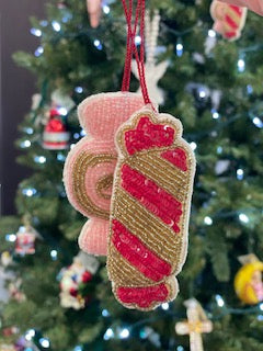 Holiday Candy Beaded Ornaments set of 2