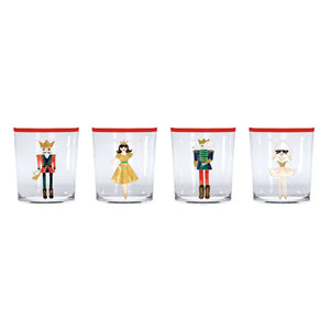 Nutcracker Double Old Fashion Glasses Set of 4