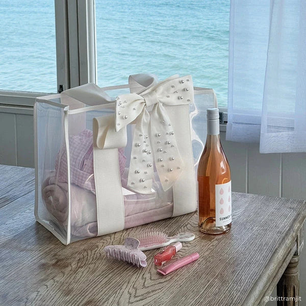 Ivory Pearl Bow Jelly Tote