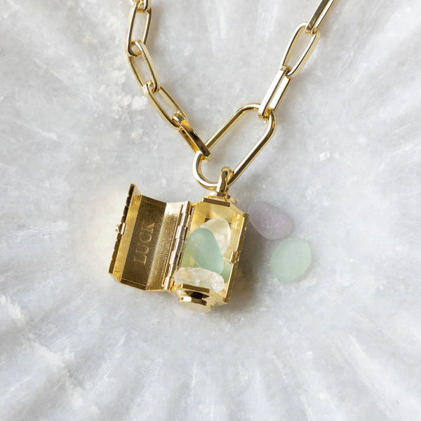 Stella Locket Necklace - Transformation/African Turquoise/Gold