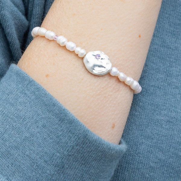 Pearl Affirmation Bracelet-Protection/Silver