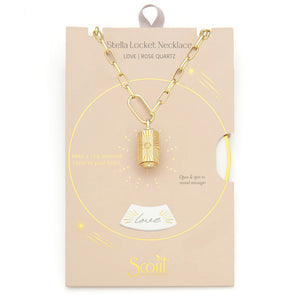 Stella Locket Necklace - Love/Rose Quartz/Gold