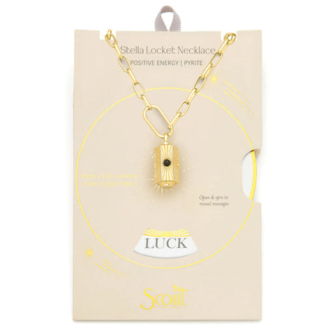 Stella Locket Necklace - Positive Energy/Pyrite/Gold