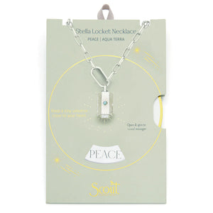 Stella Locket Necklace - Peace/Aqua Terra/Silver