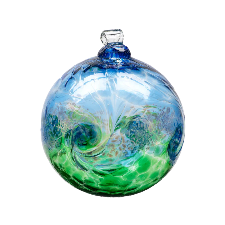 Van Glow Ball 3" Blue/Green Art Glass Ornament