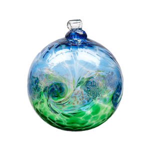 Van Glow Ball 3" Blue/Green Art Glass Ornament