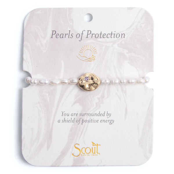 Pearl Affirmation Bracelet-Protection/Gold