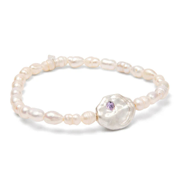 Pearl Affirmation Bracelet-Protection/Silver