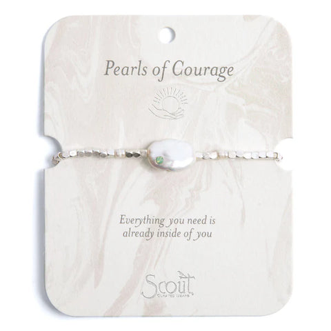 Pearl Affirmation Bracelet-Courage/Silver