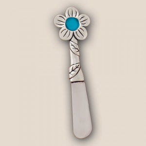 Turquoise Flower Sea Glass Pate Knife