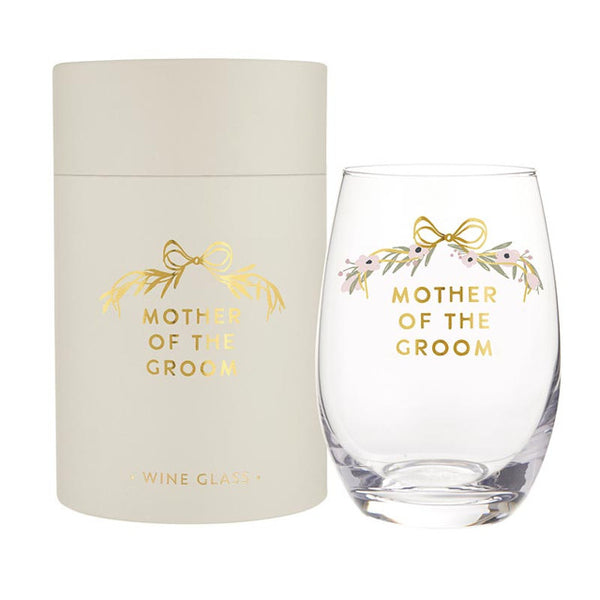 Gold Foil Stemless Wine Glass - Mother of the Groom