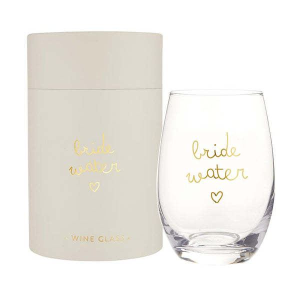 Gold Foil Stemless Wine Glass - Bride Water