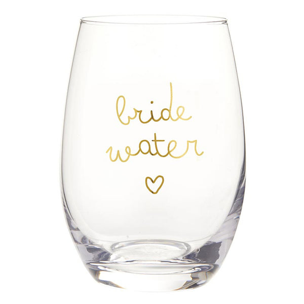 Gold Foil Stemless Wine Glass - Bride Water