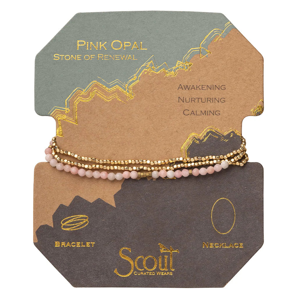 Delicate Stone Bracelet/Necklace Pink Opal - Stone of Renewal