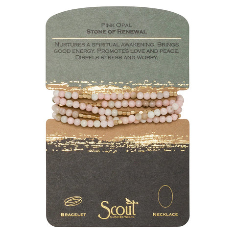 Stone Wrap Bracelet/Necklace Pink Opal - Stone of Renewal