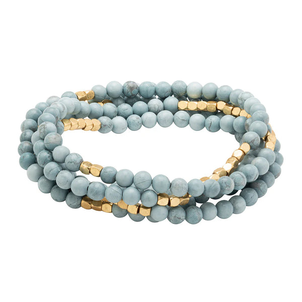 Stone Wrap Bracelet/Necklace Blue Howlite - Stone of Harmony