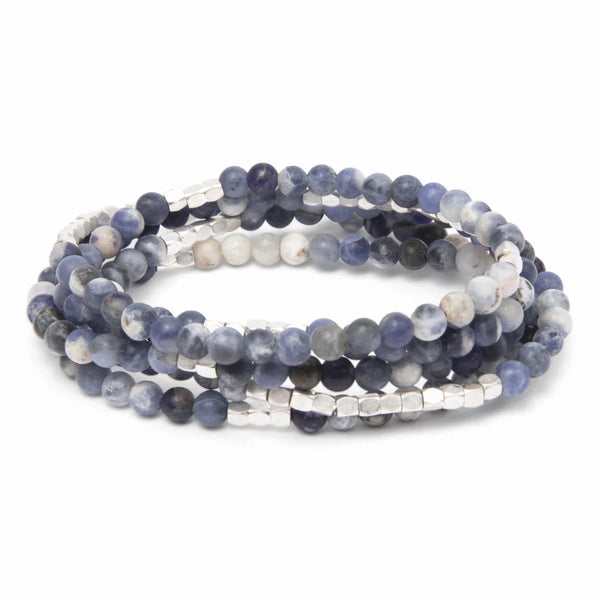 Stone Wrap Bracelet/Necklace Sodalite/Silver - Stone of Intuition