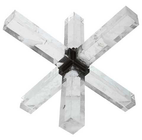 Double Cross Sculpture - Faux Quartz Crystal