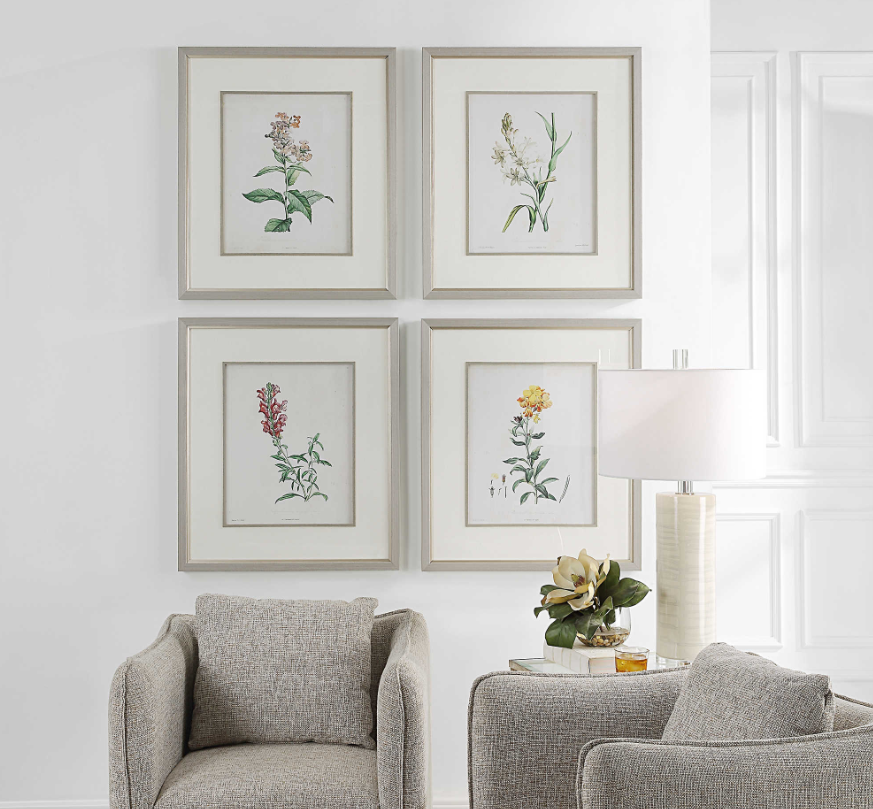 Heirloom Blooms Study Framed Prints Set of 4