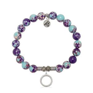 Purple Blue Jasper Gemstone Bracelet with Good Karma Sterling Silver Charm