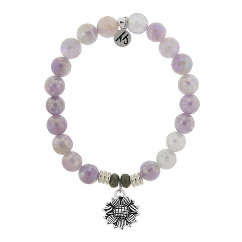 Stone Bracelet with Sunflower Sterling Silver Charm