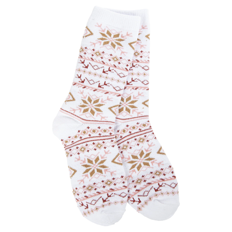 Holiday Mini Crew Socks Fair Isle White Multi