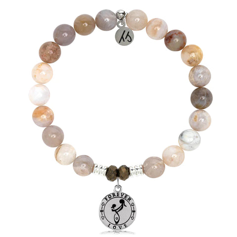 Stone Bracelet with Mother's Love Sterling Silver Charm