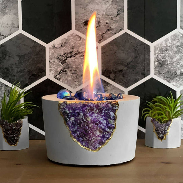 Geode Amethyst Crystal Fire Bowl