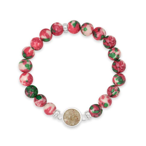 Round Beaded Bracelet Rain Flower Jade Medium