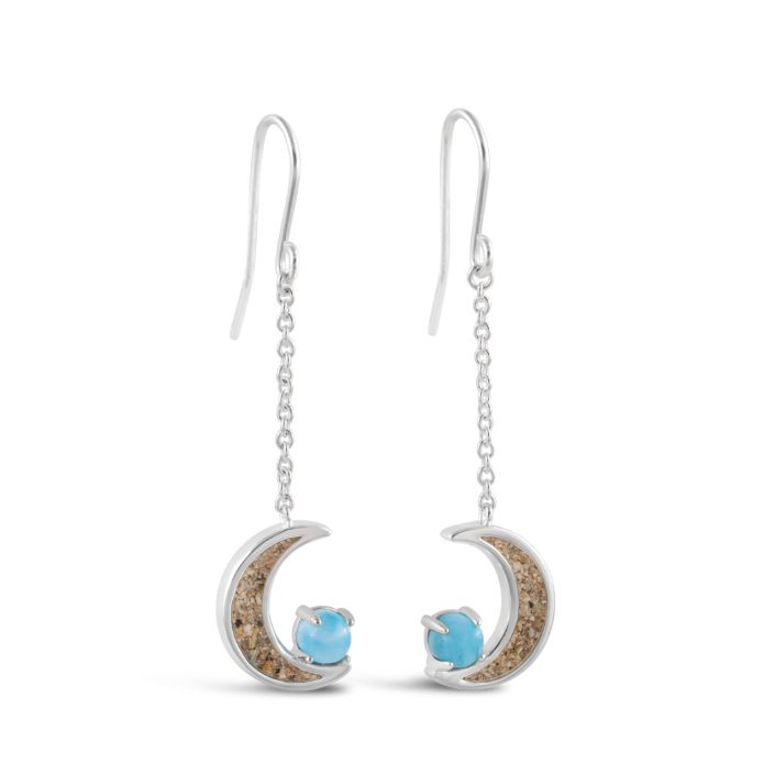 Blue Moon Drop Earrings Larimar and CT Shores Sand