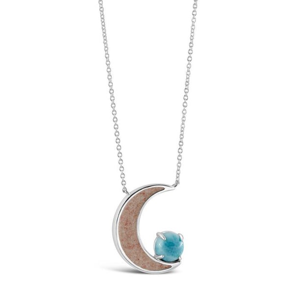 Blue Moon Stationary Necklace Larimar and CT Shores Sand