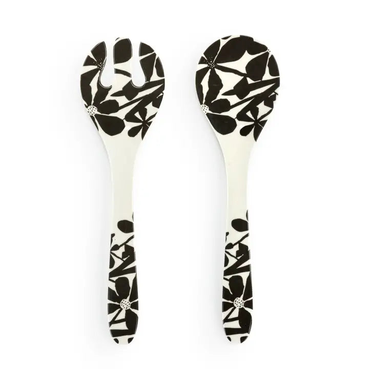 Bold Floral Melamine Serving Utensils Set