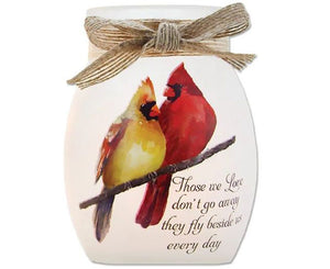 Fly Cardinals Pre-Lit Small Jar w/Bow 3x3x4