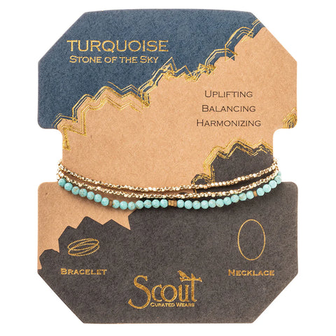 Delicate Stone Bracelet/Necklace Turquoise/Gold - Stone of the Sky