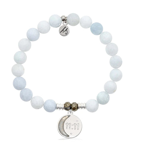 Stone Bracelet with 11:11 Sterling Silver Charm