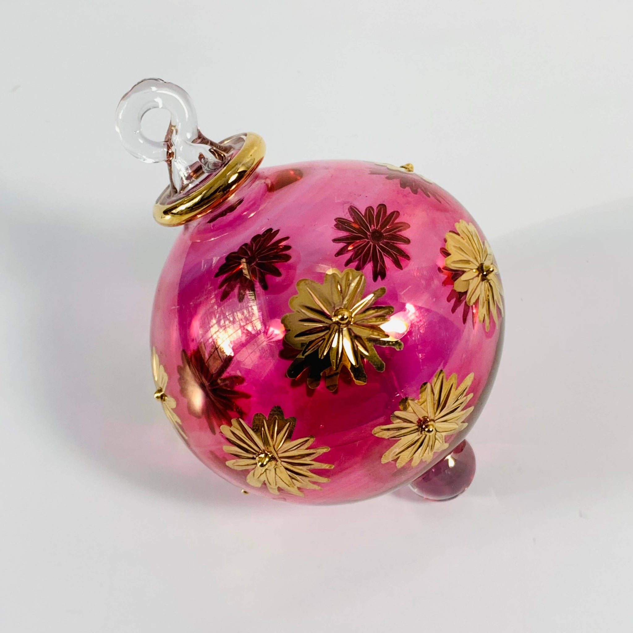 Blown Glass Small Ornament - Starry Sky Red 2"