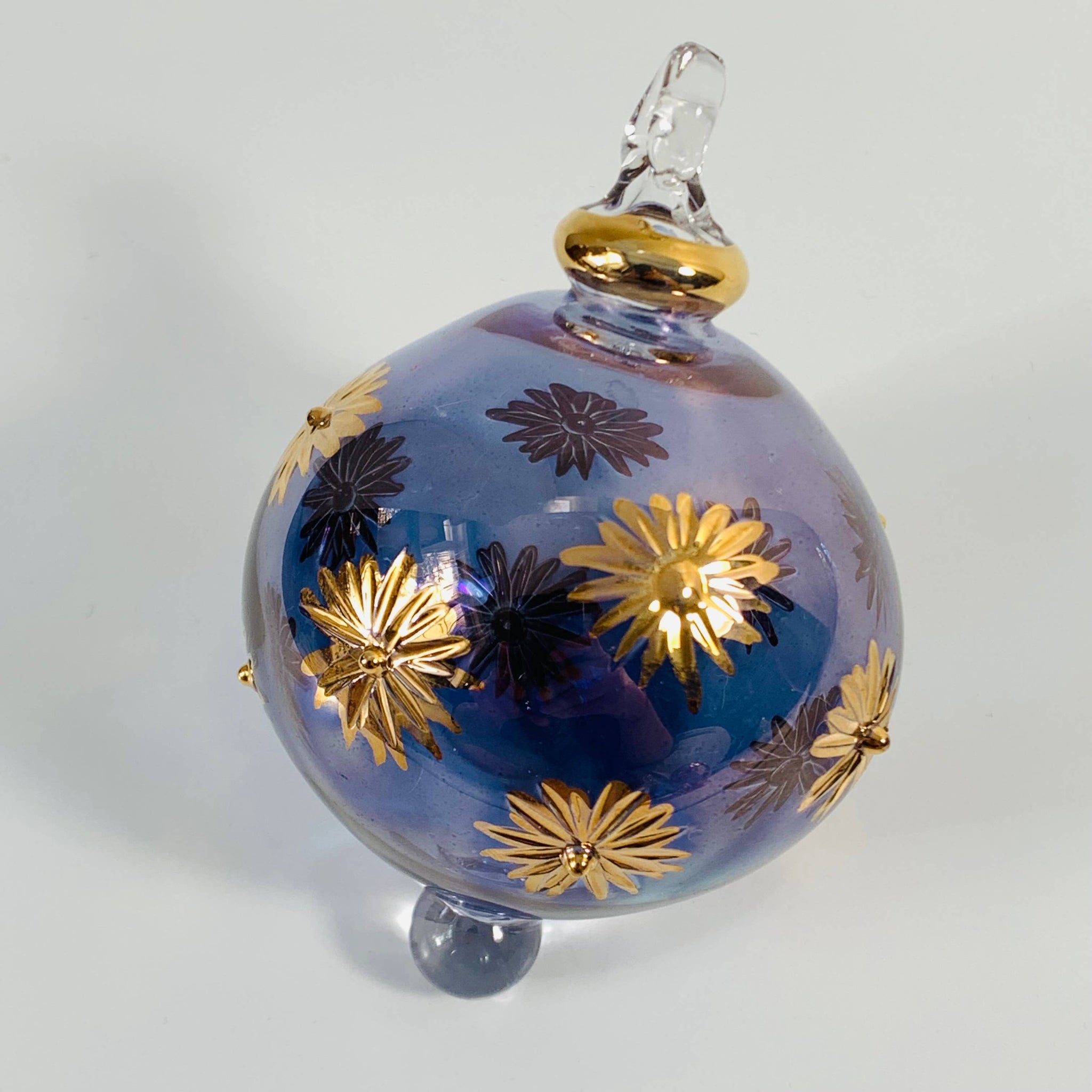 Blown Glass Small Ornament - Starry Sky Blue 2"