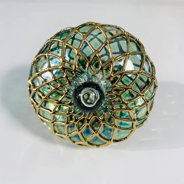 Blown Glass Small Ornament - Diamond Toupie Emerald 2"