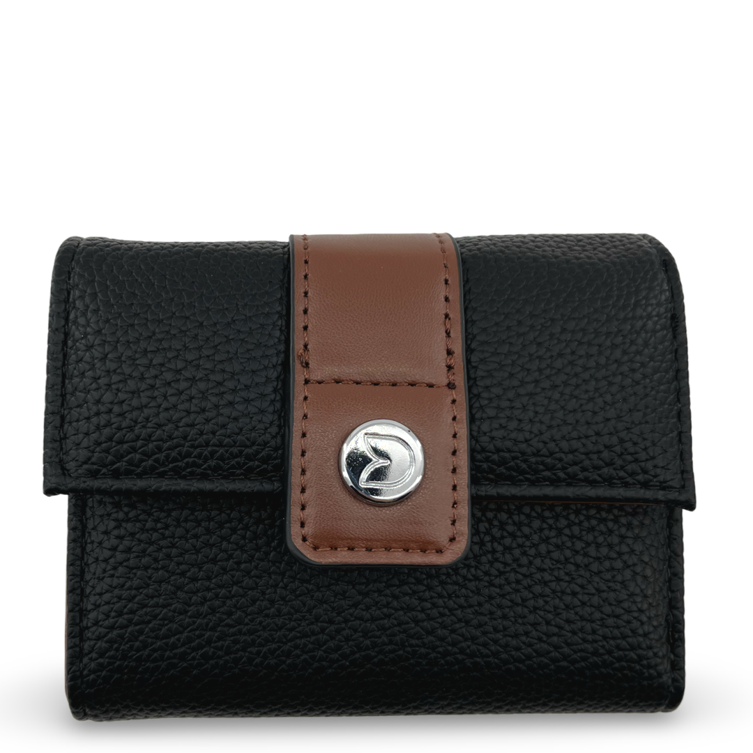 Vegan Leather Wallet with ID & Coin Holder Black