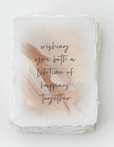 "A Lifetime of Happiness" Wedding Engagement Card. Blank Inside.