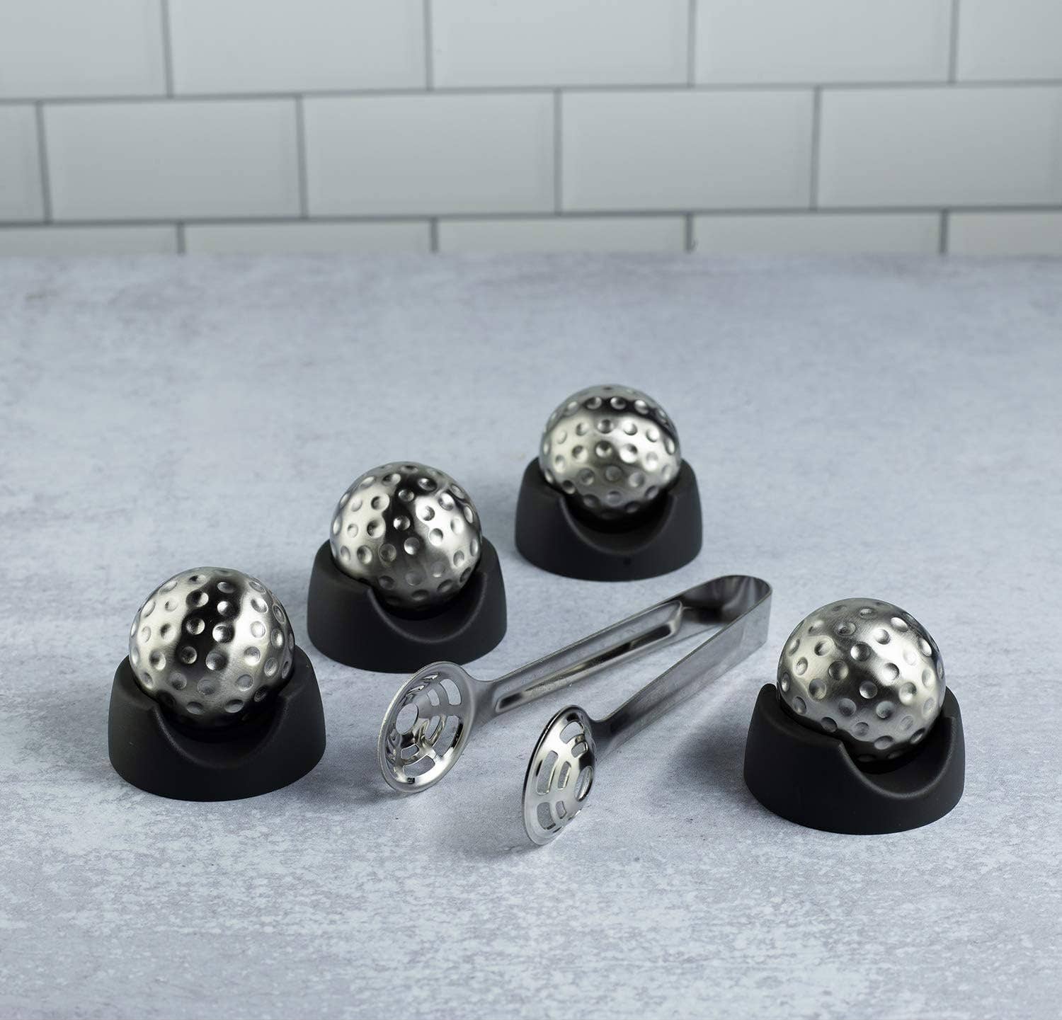 Golf Ball Shaped Stainless Steel Whiskey Stones, 4 Stones